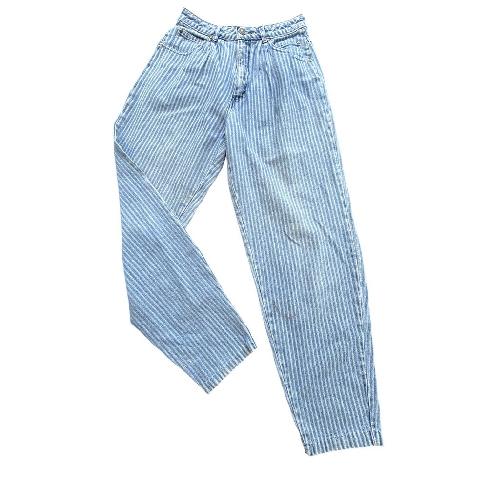 Vintage Sassoon Pinstripe High Waist Straight Leg Jeans